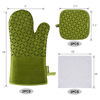 Picture of KEGOUU Oven Mitts and Pot Holders 6pcs Set, Kitchen Oven Glove High Heat Resistant 500 Degree Extra Long Oven Mitts and Potholder with Non-Slip Silicone Surface for Cooking (Olive Drab)