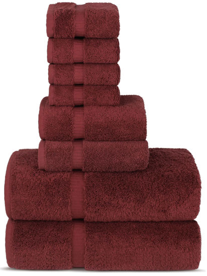 Picture of Chakir Turkish Linens | Hotel & Spa Quality 100% Cotton Premium Turkish Towels | Soft & Absorbent (8-Piece Towel Sets, Cranberry)