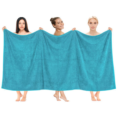 Picture of Cotton Paradise Oversized Bath Sheet, 100% Cotton 40x80 Clearance Bath Towel Sheet, Turkish Extra Large Bath Towel for Bathroom, Aqua Blue Bathsheet