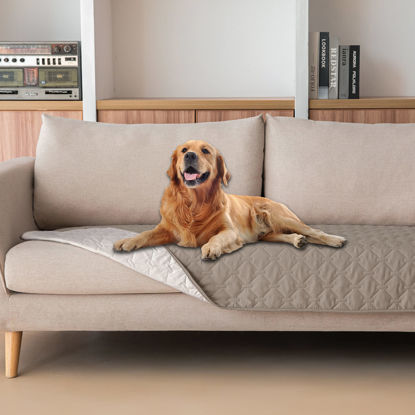 Picture of gogobunny 100% Double Sided Waterproof Dog Blanket Soft Pet Bed Cover Reversible Protect Furniture Couch Sofa Car for Puppy Cat Kids (Dark Stone/Light Stone, 30x80 Inch (Pack of 1))