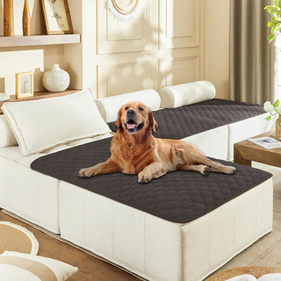 Picture of gogobunny 100% Double Sided Waterproof Dog Blanket Soft Pet Bed Cover Reversible Protect Furniture Couch Sofa Car for Puppy Large Dog Cat (Dark Coffee/Light Coffee, 40x50 Inch (Pack of 1))