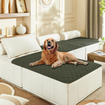 Picture of gogobunny 100% Double Sided Waterproof Dog Blanket Soft Pet Bed Cover Reversible Protect Furniture Couch Sofa Car for Puppy Large Dog Cat (Dark Olive/Light Olive, 40x50 Inch (Pack of 1))
