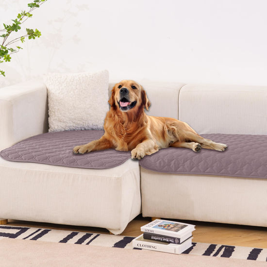 Picture of gogobunny 100% Double Sided Waterproof Dog Blanket Soft Pet Bed Cover Reversible Protect Furniture Couch Sofa Car for Puppy Large Dog Cat (Dark Sea Fog/Light Sea Fog, 32x53 Inch (Pack of 1))
