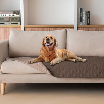Picture of gogobunny 100% Double-Sided Waterproof Dog Bed Cover Pet Blanket Sofa Couch Furniture Protector for Puppy Large Dog Cat, Reversible (30x90 Inch (Pack of 1), Dark Chocolate/Light Chocolate)