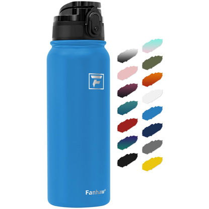 Picture of Fanhaw 20 Oz Insulated Stainless Steel Water Bottle with 1 Lid (Chug Lid) - For Kids, Women, Men | Leak & Sweat Proof with Anti-Dust Lid (Sky Blue)