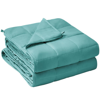 Picture of yescool Weighted Blanket for Adults (12 lbs, 60" x 80", Teal) Cooling Heavy Blanket for Sleeping Perfect for 110-130 lbs, Queen Size Breathable Blanket with Premium Glass Bead, Machine Washable