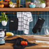 Picture of KitchenAid Quilted Cotton Terry Cloth Oven Mitt, Pot Holder Heat Resistant, 16"x26", 7"x13" & 7"x10", Onyx Black
