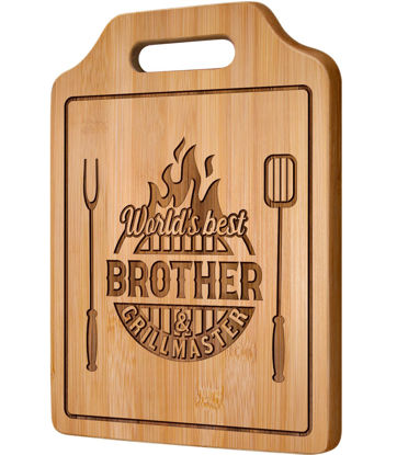 Picture of Acethrills Gifts for Brother, Brother Birthday Gifts, Brother Adult Gifts, Brother Gifts from Sister - Engraved Bamboo Cutting Board 12.3"L × 8.7"W × 0.4"Th