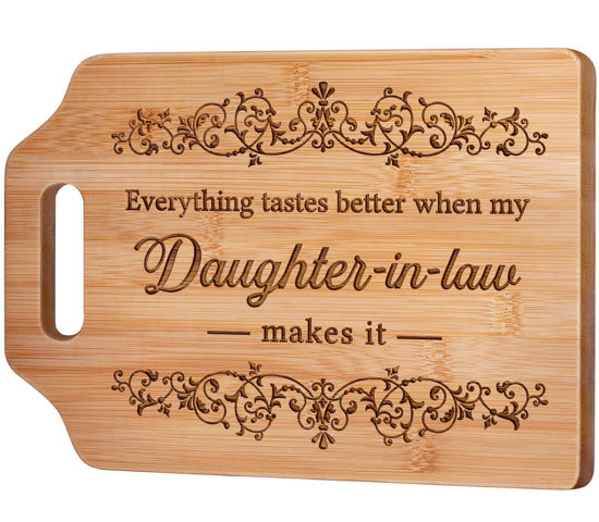 Picture of AceThrills Daughter in Law Gifts -12.3"L x 8.7"W x 0.4"Th Engraved Bamboo Cutting Board - Gifts for Daughter in Law Gifts from Mother in Law, Daughter in Law Christmas Birthday Gifts