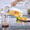 Picture of 1.6 Liter 54 oz Glass Pitcher with Lid and Spout, Bivvclaz Glass Water Pitcher for Fridge, Glass Carafe for Hot/Cold Water, Iced Tea Pitcher, Drink Pitcher for Coffee, Juice and Homemade Beverage