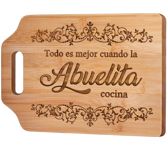 Picture of AceThrills Abuelita Gifts in Spanish - Engraved Bamboo Cutting Board 12.3"L x 8.7"W x 0.4"Th - Gifts for Abuelita, Regalo Para Abuelita, Abuelita Mothers Day Gifts, Abuelita Christmas Gifts