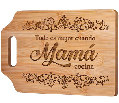 Picture of AceTrills Regalos Para Mamá - Tabla De Cortar de Bambú Grabada 12.3"L x 8.7"W x 0.4"Th - Regalo de CumpleañOs para Mamá Mujers, Regalos para Mama, Regalos de Navidad CumpleañOs para Mujeres