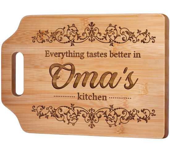 Picture of AceThrills Oma Gifts - Engraved Bamboo Cutting Board 12.3"L x 8.7"W x 0.4"Th - Oma Mothers Day Gifts, Gifts for Oma, Oma Gifts from Grandkids
