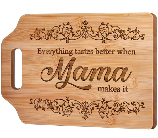 Picture of AceThrills Mama Gifts - Engraved Bamboo Cutting Board 12.3"L x 8.7"W x 0.4"Th - Gifts for Mom, New Mama Mom Gifts, Mama Birthday Gifts