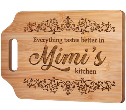 Picture of AceThrills Mimi Gifts - Engraved Bamboo Cutting Board 12.3"L x 8.7"W x 0.4"Th - Mimi Gifts for Grandma, Birthday Gifts for Mimi from Grandkids Granddaughter Grandson
