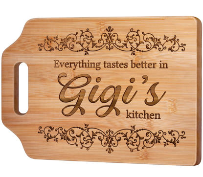 Picture of AceThrills Gigi Gifts for Grandma - Engraved Bamboo Cutting Board 12.3"L × 8.7“W × 0.4"Th - Gifts for Gigi Christmas, Birthday Gift for Gigi from Grandkids Granddaughter Grandson