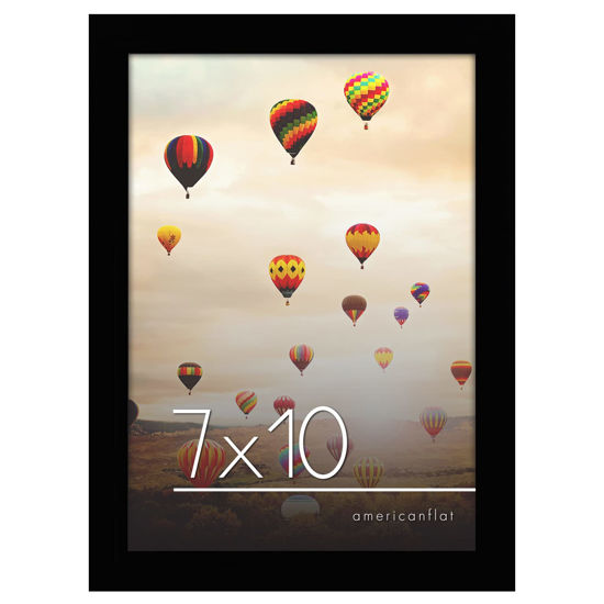 Picture of Americanflat 7x10 Picture Frame with Shatter-Resistant Glass - Gallery Style Frame with Engineered Wood - Signature Collection - Photo Frame for Tabletop and Wall Display - Black