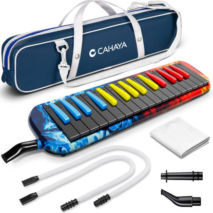 Picture of CAHAYA Melodica 32 Keys: Double Tubes Mouthpiece Air Piano Keyboard Musical Instrument Gift with Carrying Bag for Beginners, Professional Musicians