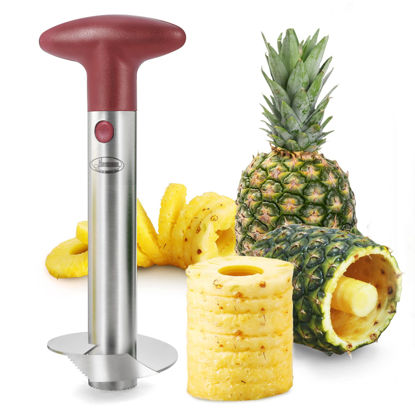 Picture of Pineapple Corer, [Upgraded, Reinforced, Thicker Blade] Newness Premium Pineapple Corer Remover, Stainless Steel Pineapple Core Remover Kitchen Tool with Sharp Blade for Diced Fruit Rings, Red