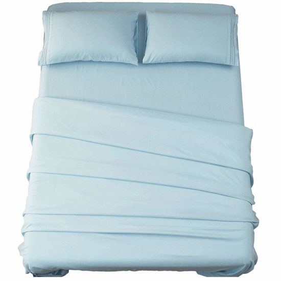 Picture of SONORO KATE Bed Sheet Set Super Soft Microfiber 1800 Thread Count Luxury Egyptian Sheets 16-Inch Deep Pocket，Wrinkle and Hypoallergenic-3 Piece (Spa Blue, Twin)