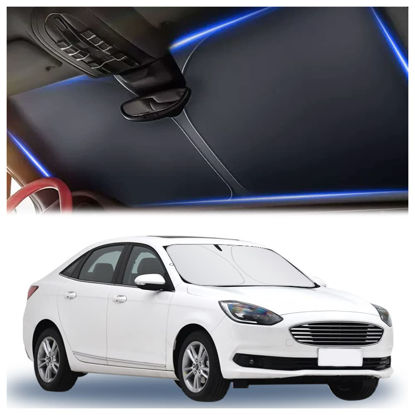 Picture of 240T Thickened Automotive Glass Sunshade and Comes with Storage Bag,Keep Car Interior Cool,Windshield Sun Shade Fit for Small Cars(M(55.12 * 27.6 inch)