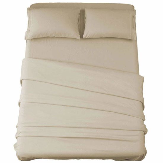 Picture of SONORO KATE Bed Sheet Set Super Soft Microfiber 1800 Thread Count Luxury Egyptian Sheets 16-Inch Deep Pocket，Wrinkle and Hypoallergenic-3 Piece (Beige, Twin XL)