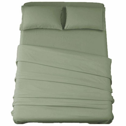 Picture of SONORO KATE Bed Sheet Set Super Soft Microfiber 1800 Thread Count Luxury Egyptian Sheets 16-Inch Deep Pocket，Wrinkle and Hypoallergenic-3 Piece (Sage, Twin)
