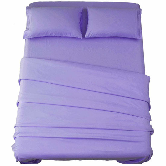 Picture of SONORO KATE Bed Sheet Set Super Soft Microfiber 1800 Thread Count Luxury Egyptian Sheets 16-Inch Deep Pocket，Wrinkle and Hypoallergenic-4 Piece (Lavender, California King)