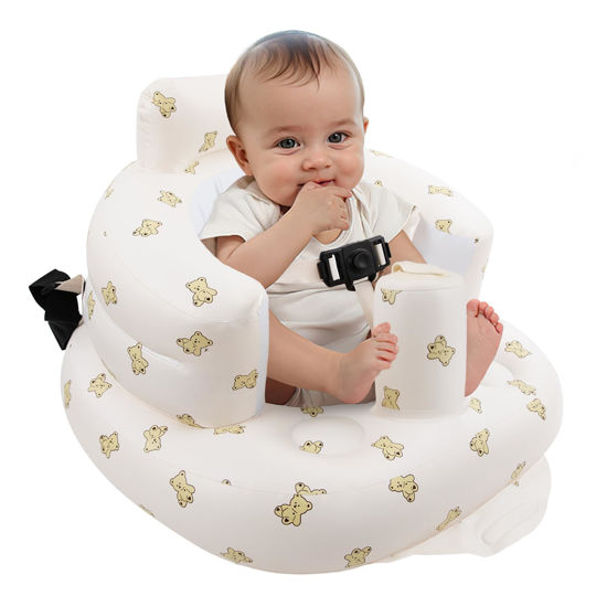 Picture of EKEPE Inflatable Baby Seat with Harness for Babies 3 Months & Up, Baby Floor Chair for Sitting Up, Baby Seats for Infants, Blow Up Baby Chair with Built in Air Pump - Bear