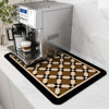 Picture of AMOAMI-Coffee Mat Hide Stain Rubber Backed Absorbent Dish Drying Mat for Kitchen Counter-Coffee Bar Accessories Fit Under Coffee Maker Coffee Machine Espresso Machine Dish Rack PEANUT 12X19