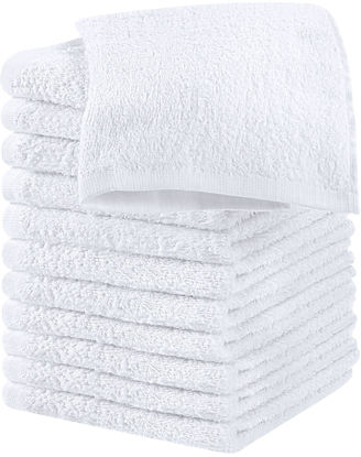 Picture of Utopia Towels 12 Pack Cotton Washcloths Set - 100% Ring Spun Cotton, Premium Quality Flannel Face Cloths, Highly Absorbent and Soft Feel Fingertip Towels (White)