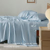Picture of Bedsure Queen Sheets, Rayon Derived from Bamboo, Queen Cooling Sheet Set, Deep Pocket Up to 16", Breathable & Soft Bed Sheets, Hotel Luxury Silky Bedding Sheets & Pillowcases, Teal Blue