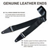 Picture of Guitar Strap with Pick Pocket, Vintage Nylon Full Grain Leather Ends Guitar Straps for Bass, Electric & Acoustic Guitar, Come with Free Strap Button, 1 Pair Strap Locks and 6 Guitar Picks (Bright Black)