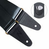 Picture of Guitar Strap with Pick Pocket, Vintage Nylon Full Grain Leather Ends Guitar Straps for Bass, Electric & Acoustic Guitar, Come with Free Strap Button, 1 Pair Strap Locks and 6 Guitar Picks (Bright Black)