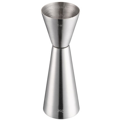 Picture of Briout Jigger for Bartending, Double Cocktail Jigger Japanese Premium 304 Food Grade Stainless Steel Jigger 2 OZ 1 OZ with Measurements Inside, Flat Edge Silver