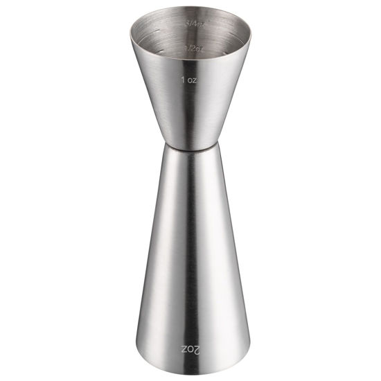 Picture of Briout Jigger for Bartending, Double Cocktail Jigger Japanese Premium 304 Food Grade Stainless Steel Jigger 2 OZ 1 OZ with Measurements Inside, Flat Edge Silver