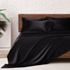 Picture of MR&HM Satin Bed Sheets, King Size Sheets Set, 6 Pcs Silky Bedding Set with 15 Inches Deep Pocket for Mattress(King, Black)