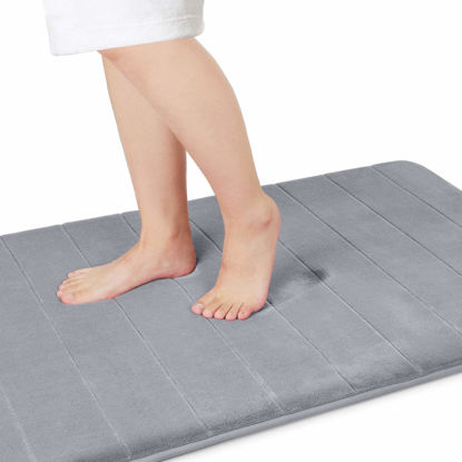 Picture of Yimobra Memory Foam Bath Mat Large Size 36.2 x 24 Inches, Soft and Comfortable, Super Water Absorption, Non-Slip, Thick, Machine Wash, Easier to Dry for Bathroom Floor Rug, Gray