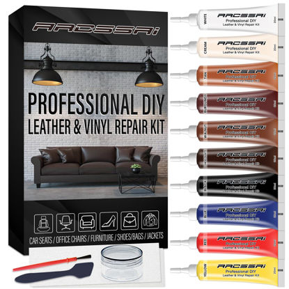 Picture of Leather Repair Kit for Furniture, Sofa, Jacket, Car Seats and Purse. Vinyl Repair Kit. Super Easy Instructions to Match Any Color, Restore Any Material, Bonded, Italian, Pleather, Genuine