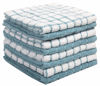Picture of Bumble Premium Cotton Dish Cloths (12" x 12") Aqua Check Design | Highly Absorbent | Natural Ring Spun Cotton | Kitchen Dish Towel Set | 380 GSM - 8 Pack