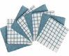 Picture of Bumble Premium Cotton Dish Cloths (12" x 12") Aqua Check Design | Highly Absorbent | Natural Ring Spun Cotton | Kitchen Dish Towel Set | 380 GSM - 8 Pack