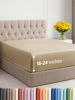 Picture of Extra Deep Queen Fitted Sheet - Hotel Luxury Single Fitted Sheet Only - Easily Fits 18 inch to 24 inch Mattress - Soft, Wrinkle Free, Breathable & Comfy Extra Deep Pockets Heathered Tan Fitted Sheet