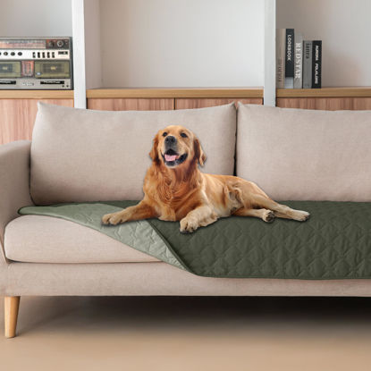 Picture of gogobunny 100% Double Sided Waterproof Dog Blanket Soft Pet Bed Cover Reversible Protect Furniture Couch Sofa Car for Puppy Cat Kids (Dark Olive/Light Olive, 30x80 Inch (Pack of 1))