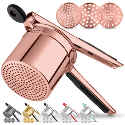 Picture of Zulay Kitchen Premium Large 15oz Potato Ricer, Heavy Duty Professional Stainless Steel Potato Masher and Ricer Kitchen Tool, Press and Mash Kitchen Gadget - Rose Gold