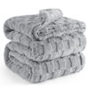 Picture of Bedsure Silver Grey Fleece Blanket for Couch - Super Soft Cozy Queen Blankets for Women, Cute Small Throws for Girls, 90x90 Inches