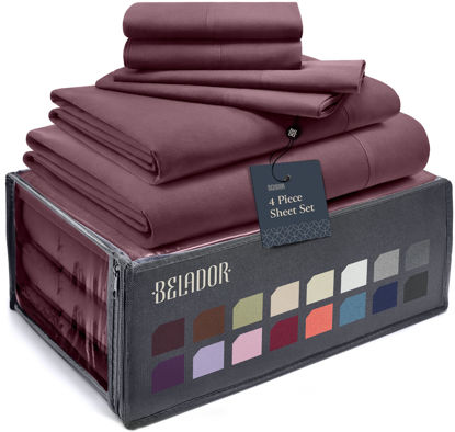 Picture of BELADOR Silky Soft Twin XL Sheet Set - Luxury Bed Sheets for Twin XL Size Bed, Secure-Fit Deep Pocket Sheets with Elastic, Breathable Hotel Sheets and Pillowcase Set, Wrinkle Free Oeko-Tex Sheets