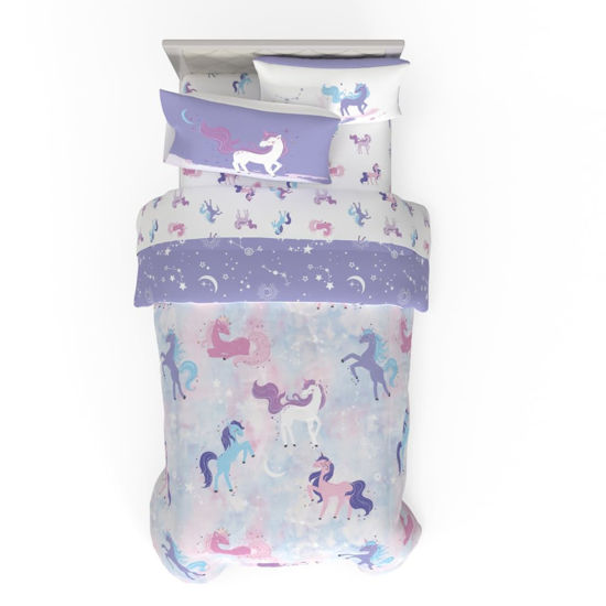Picture of Franco Morning Bird Unicorns Astrology Kids Bedding Super Soft & Cozy Reversible Microfiber Comforter and Sheet Set with Sham, 5 Piece Twin Size