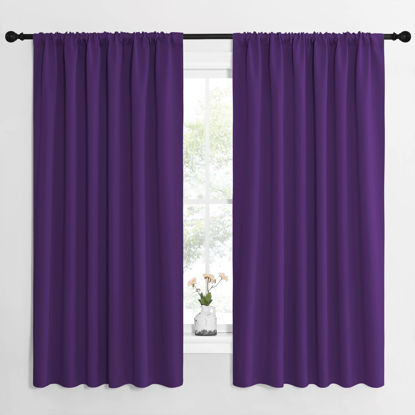 Picture of NICETOWN Living Room Curtains for Window - Energy Efficient & Noise Reducing Thermal Insulated Rod Pocket Blackout Drapes/Draperies for Living Room (Royal Purple, 2 Panels, W62 inches x L63 inches)