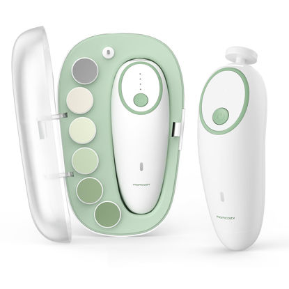 Picture of Momcozy Baby Nail File Electric, Gentle Baby Nail Trimmer Electric Rechargeable, Baby Nail Clipper Electric, 7 Grinding Head Replacement Pads