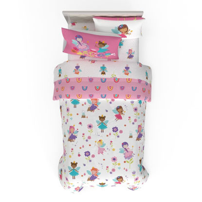 Picture of Franco Morning Bird Princess Fairy Kids Bedding Super Soft & Cozy Reversible Microfiber Comforter and Sheet Set with Sham, 5 Piece Twin Size